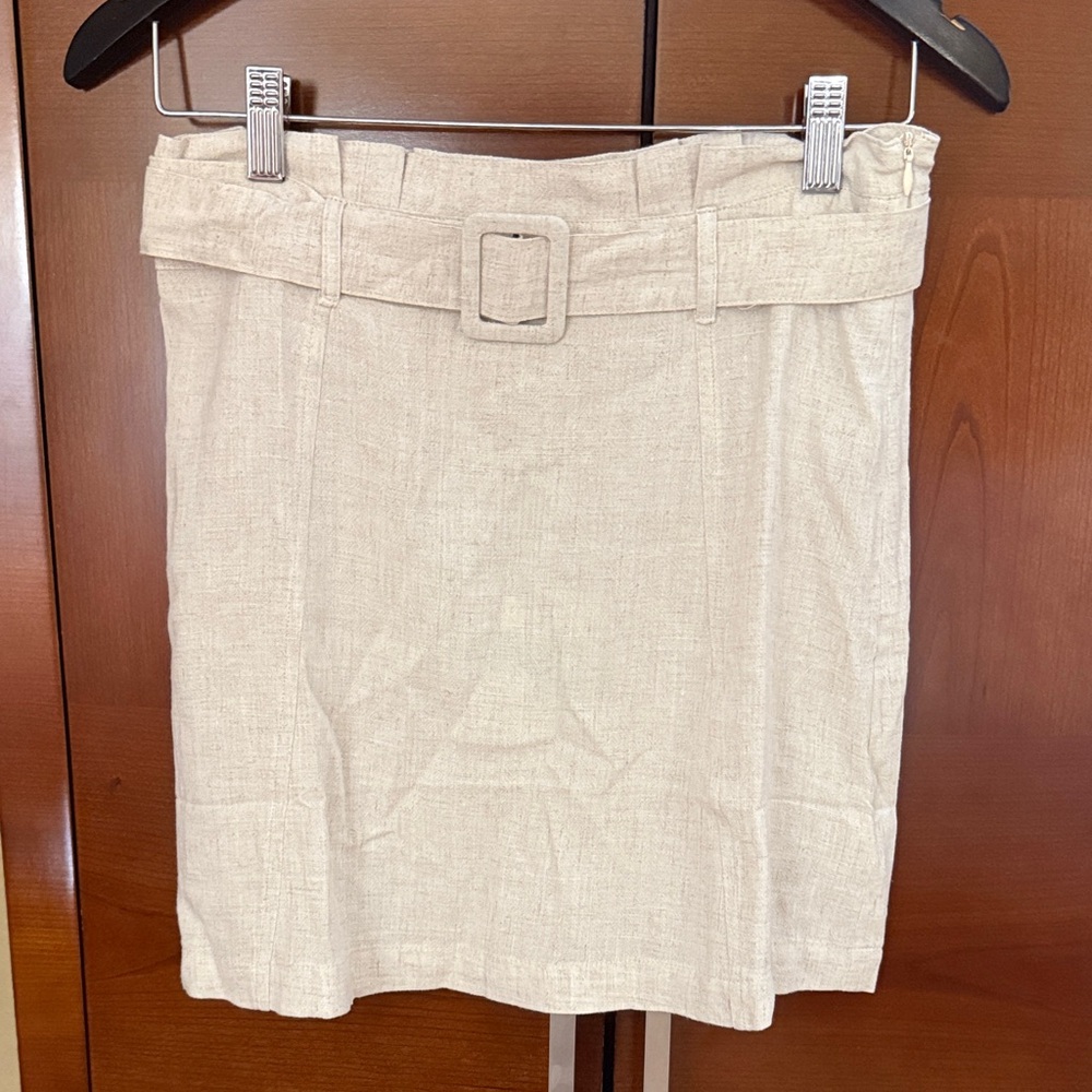 Umgee Cream Belted Pencil Skirt
